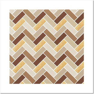 BROWN AND GOLD SCANDI CHEVRONS Posters and Art